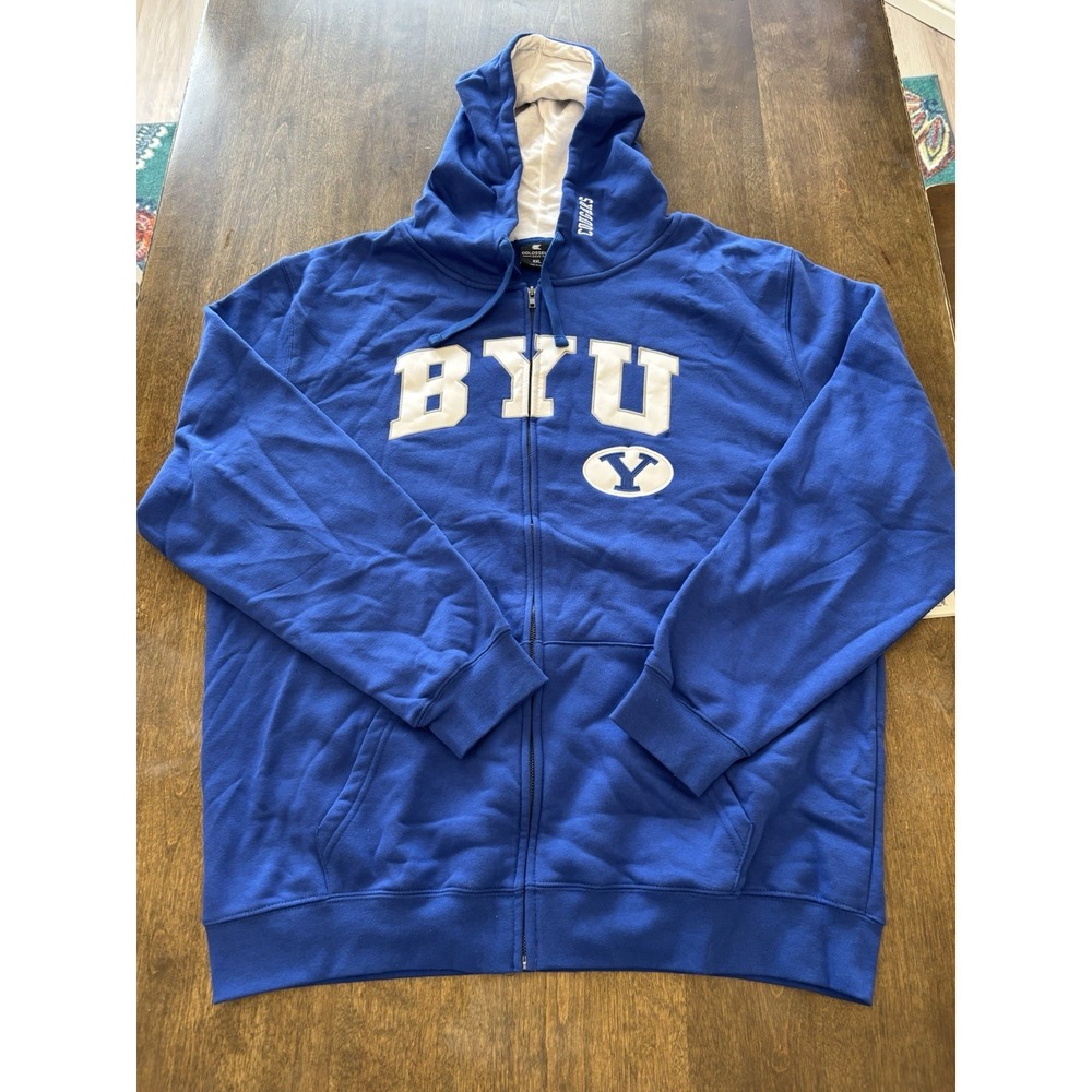 BYU Cougars Colosseum Blue White Zip Front Sweatshirt XXL